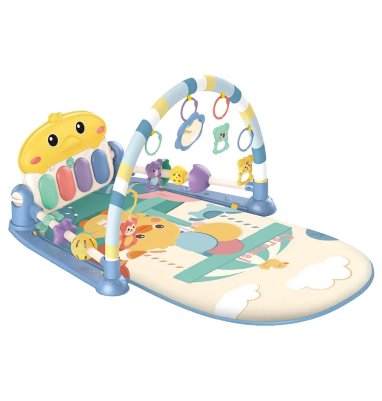 Baby Gym Play Mat with Music Panel | Soft Cushioned Activity Mat | Hanging Rattles & Pedal Piano | Battery Operated thumbnail