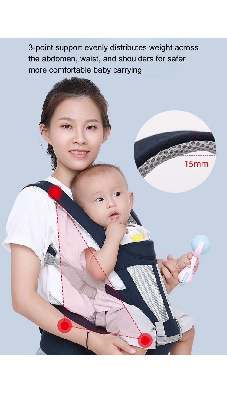 Printed 2-in-1 Baby Carrier with Waist Stool – Ergonomic Hip Seat Carrier for 0–3 Years thumbnail