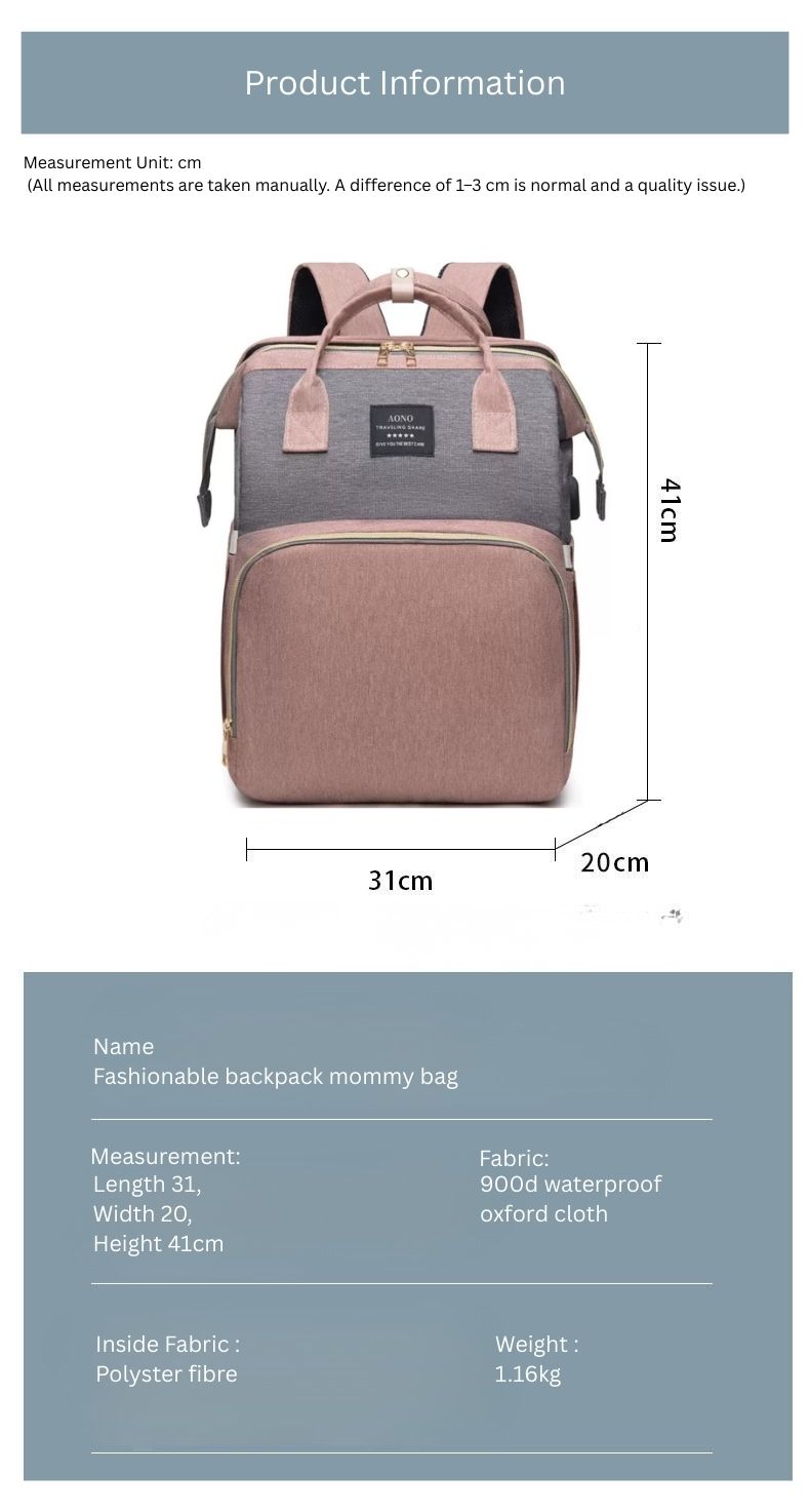 Multifunctional Mummy Bag with Foldable Baby Crib | Waterproof Diaper Backpack | USB Charging | Insulated Bottle Compartment | Large Capacity thumbnail