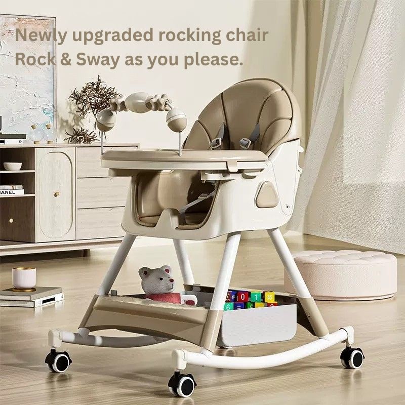 Multifunctional Baby Feeding Chair | Adjustable High Chair with Rocking Function | Foldable & Detachable Tray | 6 Months–6 Years | 75kg Capacity thumbnail