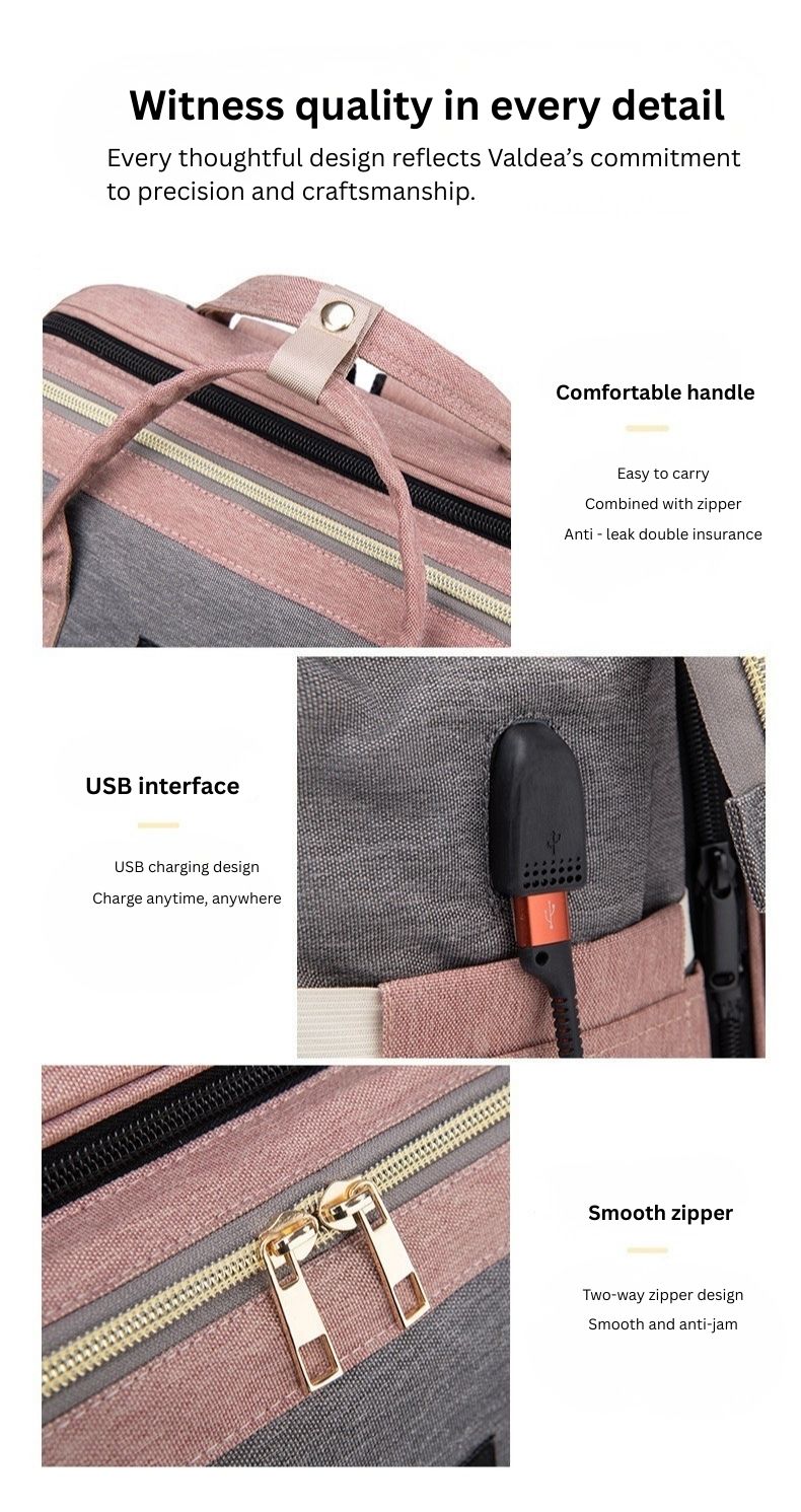 Multifunctional Mummy Bag with Foldable Baby Crib | Waterproof Diaper Backpack | USB Charging | Insulated Bottle Compartment | Large Capacity thumbnail