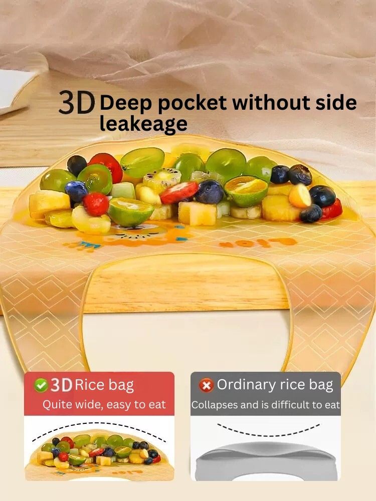 Baby Silicone Bib | Food-Grade | Heat Resistant 200°C | Adjustable Neck | Anti-Spill 3D Pocket | BPA-Free & Odourless thumbnail