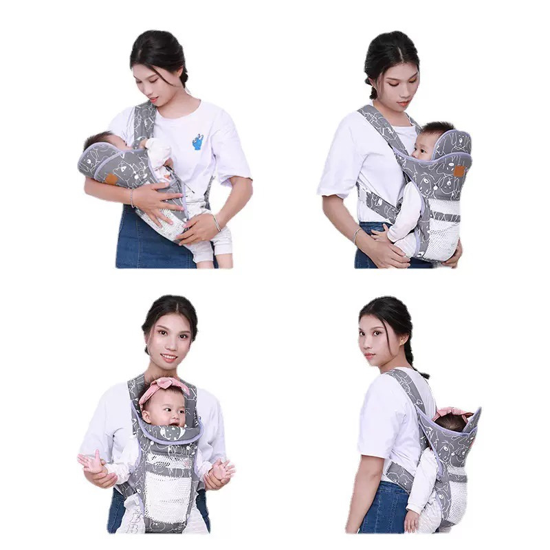 Patterned Baby Carrier 4-in-1strap – Combed Cotton Ergonomic Carrier for 0–36 Months thumbnail