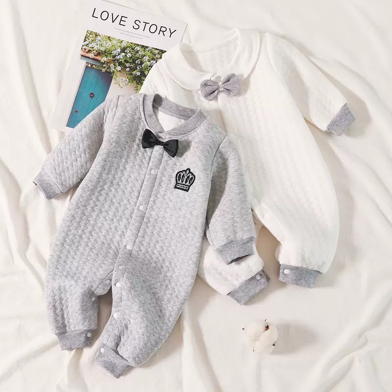 Baby Romper Set with Bow Tie | Soft Cotton Full Sleeve Onesie | Newborn to Toddler