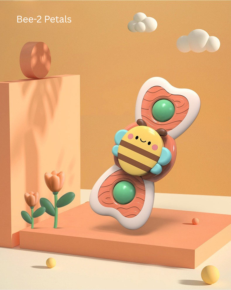 Baby Suction Spinner Toy Set (3PCS) Bee Butterfly Snail | Sensory Fidget Spinners for Kids | Bath & High Chair Toy with Rattle Sound (BPA Free) thumbnail