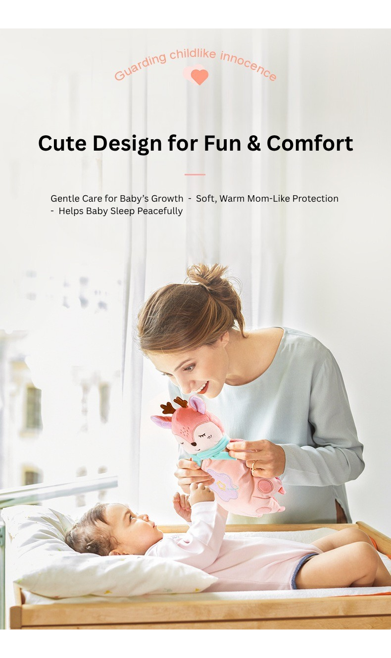 Baby Soothing Palm Plush Toy | Red Bean Heating Pad | Anti-Startle Sleep Companion | Soft Crinkle Doll for Newborn 0M+ (Zebra/Deer) thumbnail