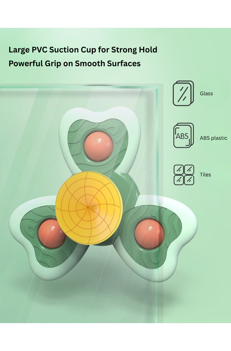 Baby Suction Spinner Toy Set (3PCS) Bee Butterfly Snail | Sensory Fidget Spinners for Kids | Bath & High Chair Toy with Rattle Sound (BPA Free) thumbnail