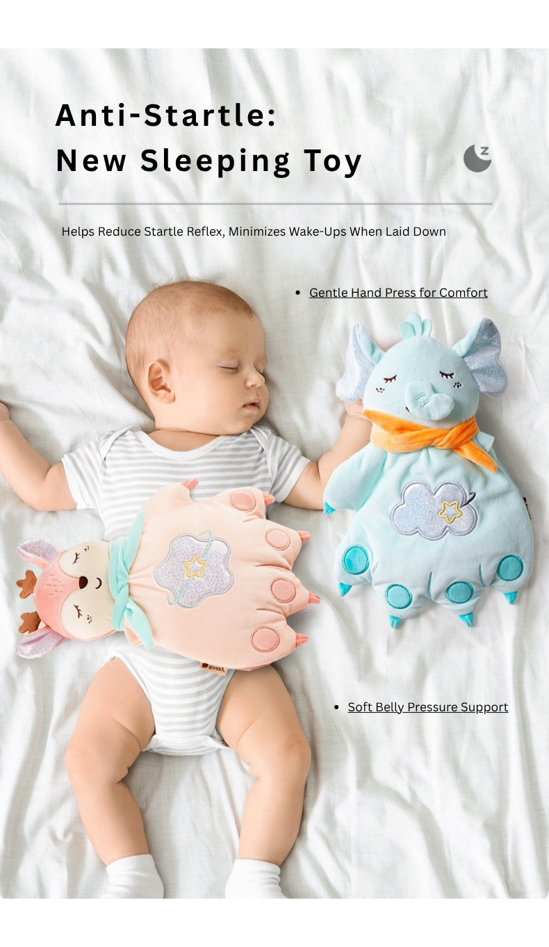 Baby Soothing Palm Plush Toy | Red Bean Heating Pad | Anti-Startle Sleep Companion | Soft Crinkle Doll for Newborn 0M+ (Zebra/Deer) thumbnail