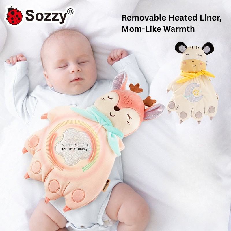 Baby Soothing Palm Plush Toy | Red Bean Heating Pad | Anti-Startle Sleep Companion | Soft Crinkle Doll for Newborn 0M+ (Zebra/Deer)