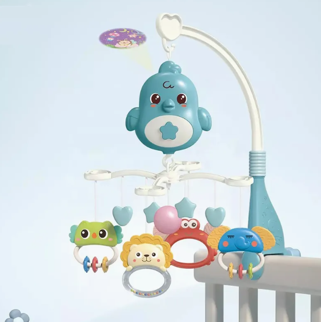 Owl Bedside Bell | Baby Musical Crib with Projector Lights & Music Box – Rotating Hanging Bed Bell Toy for Newborns (0M+) thumbnail