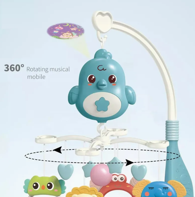 Owl Bedside Bell | Baby Musical Crib with Projector Lights & Music Box – Rotating Hanging Bed Bell Toy for Newborns (0M+) thumbnail