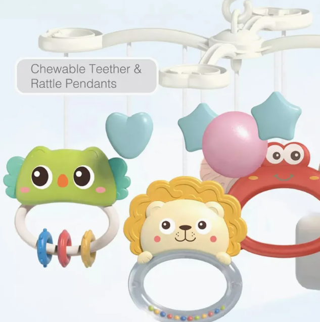 Owl Bedside Bell | Baby Musical Crib with Projector Lights & Music Box – Rotating Hanging Bed Bell Toy for Newborns (0M+) thumbnail