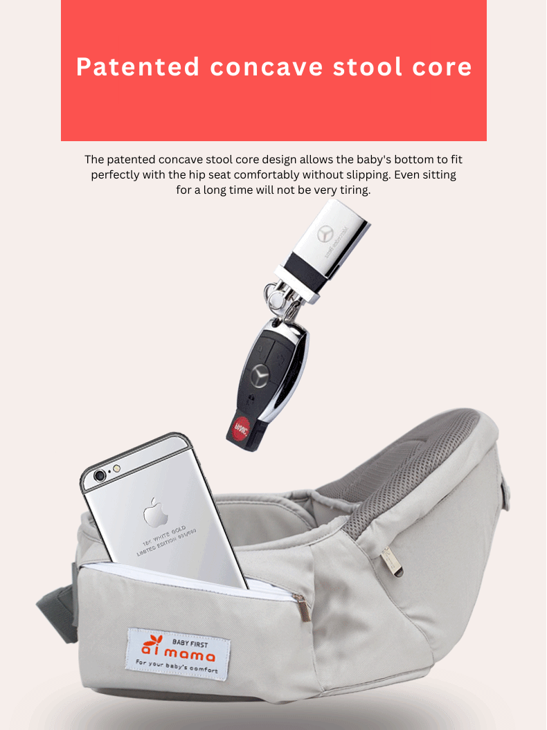 Baby Carrier Hip Seat 6-in-1 | AIMAMA  Breathable | Ergonomic Carrier with Waist Stool | Adjustable Infant & Toddler Carrier | 0–36 Months thumbnail