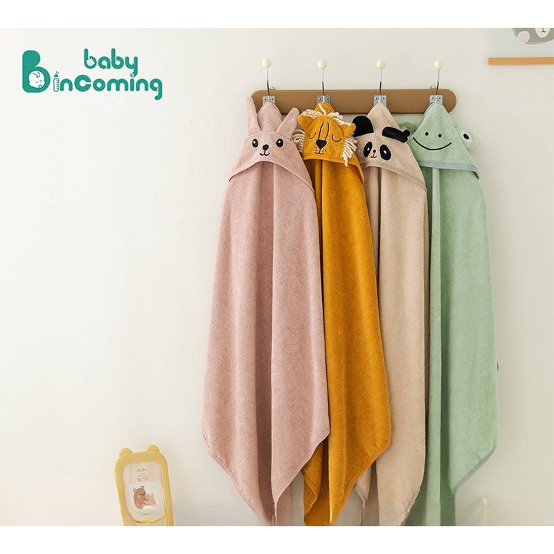 Baby Cartoon Cotton Bath Towel | Soft Terry Cloth Hooded Towel for Newborns & Infants | Rabbit, Frog, Lion & Panda Design