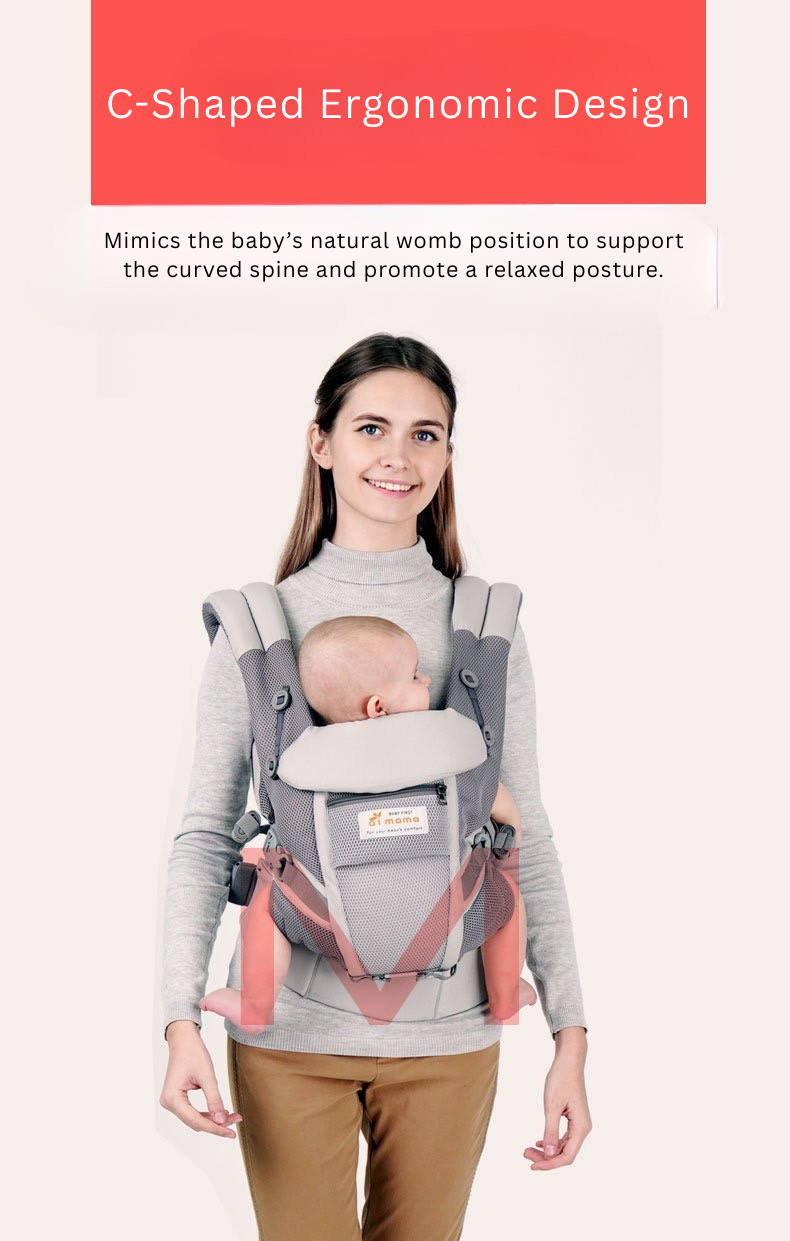 Baby Carrier ergonomic design | Breathable Cotton Mesh Infant Carrier | Adjustable Waist Support | Newborn to Toddler (0-48 Months) thumbnail