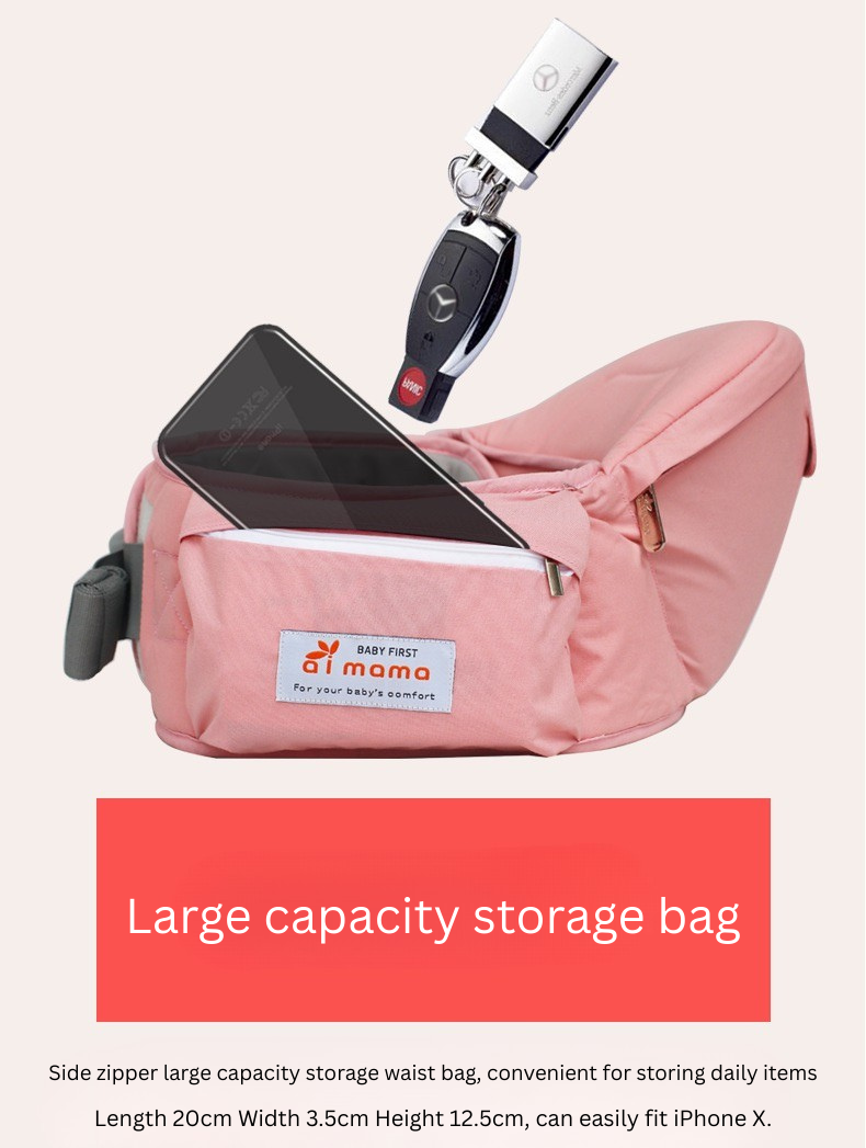 Baby Carrier with Hip Seat 6-Way | AIMAMA | Ergonomic Waist Stool Carrier | Adjustable Infant & Toddler Carrier | 4–48 Months thumbnail