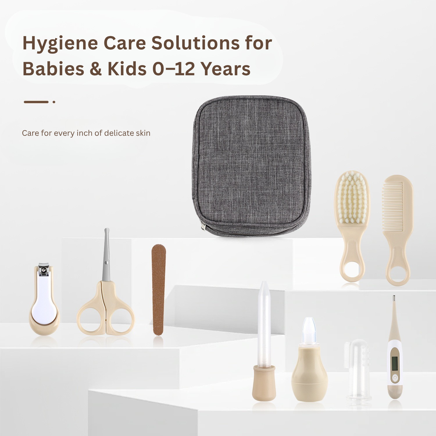 9 in 1 Baby Grooming & Hygiene Care Set with Storage Bag | Nail Clipper, Hair Care & Oral Care Kit for Newborn Baby 0–12 Years | Portable Baby Care Kit thumbnail