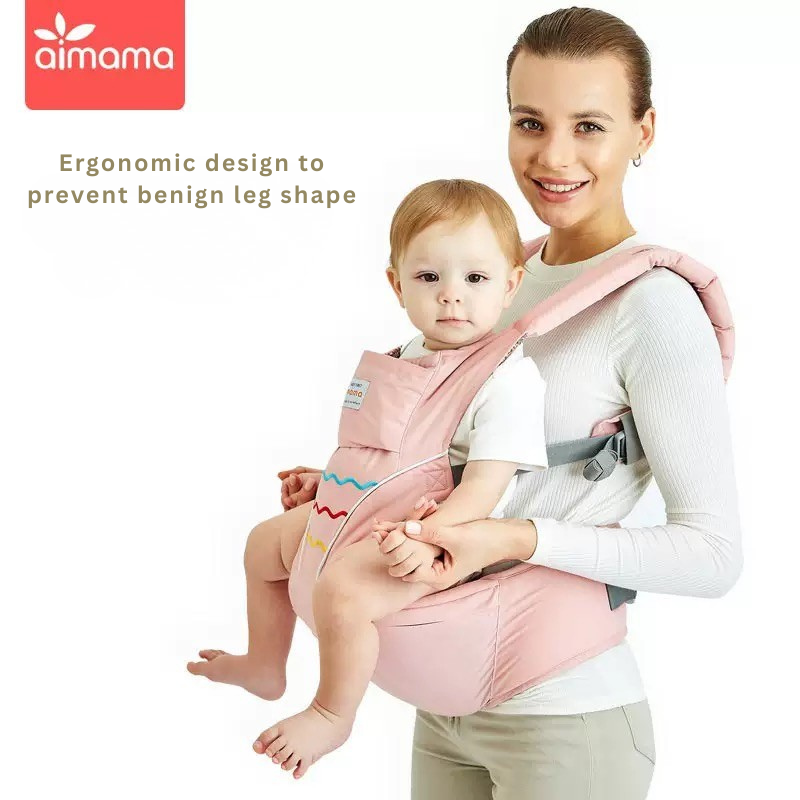 Baby Carrier with Hip Seat 6-Way | AIMAMA | Ergonomic Waist Stool Carrier | Adjustable Infant & Toddler Carrier | 4–48 Months thumbnail