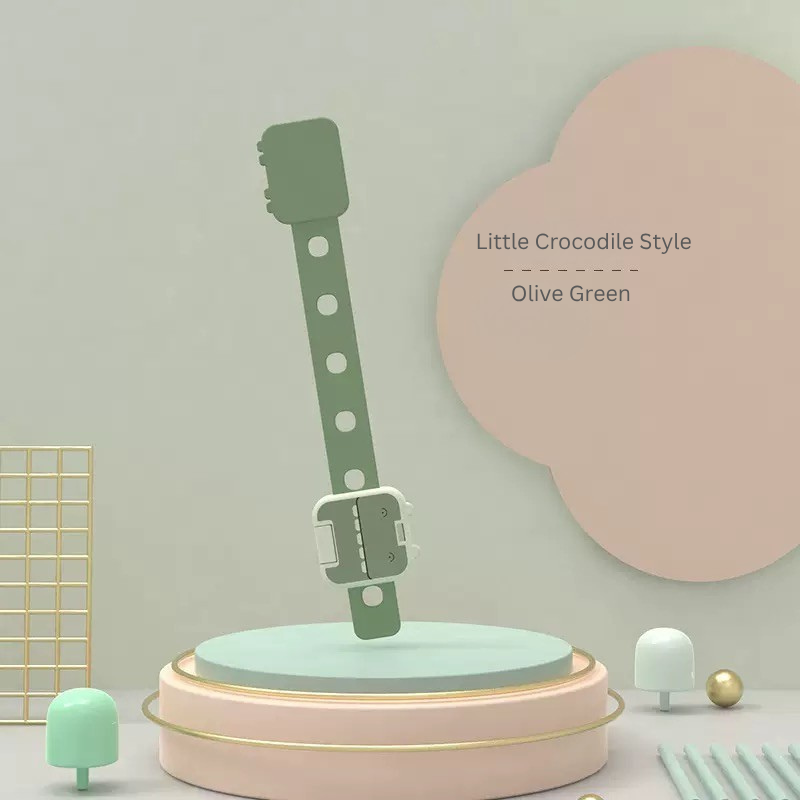 Baby Safety Lock Strap for Drawer & Cabinet | Adjustable Child Safety Lock with Strong Adhesive | No-Drill Multi-Purpose Baby Proof Lock (Crocodile Style) thumbnail