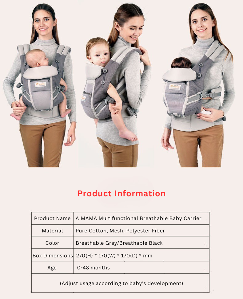 Baby Carrier ergonomic design | Breathable Cotton Mesh Infant Carrier | Adjustable Waist Support | Newborn to Toddler (0-48 Months) thumbnail