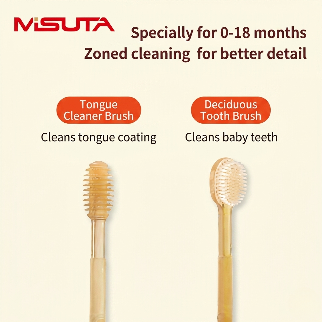MISUTA Baby Oral Cleaner & Tongue Brush Set | Soft Infant Toothbrush for 0–18 Months | Gentle Tongue Cleaner & Gum Care Brush thumbnail