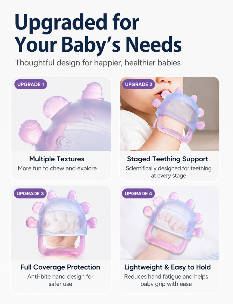 Baby Silicone Teething Glove with Storage Box | Anti-Hand-Biting Teether for Infants | Soft BPA-Free Teething Mitten for Newborn Babies thumbnail