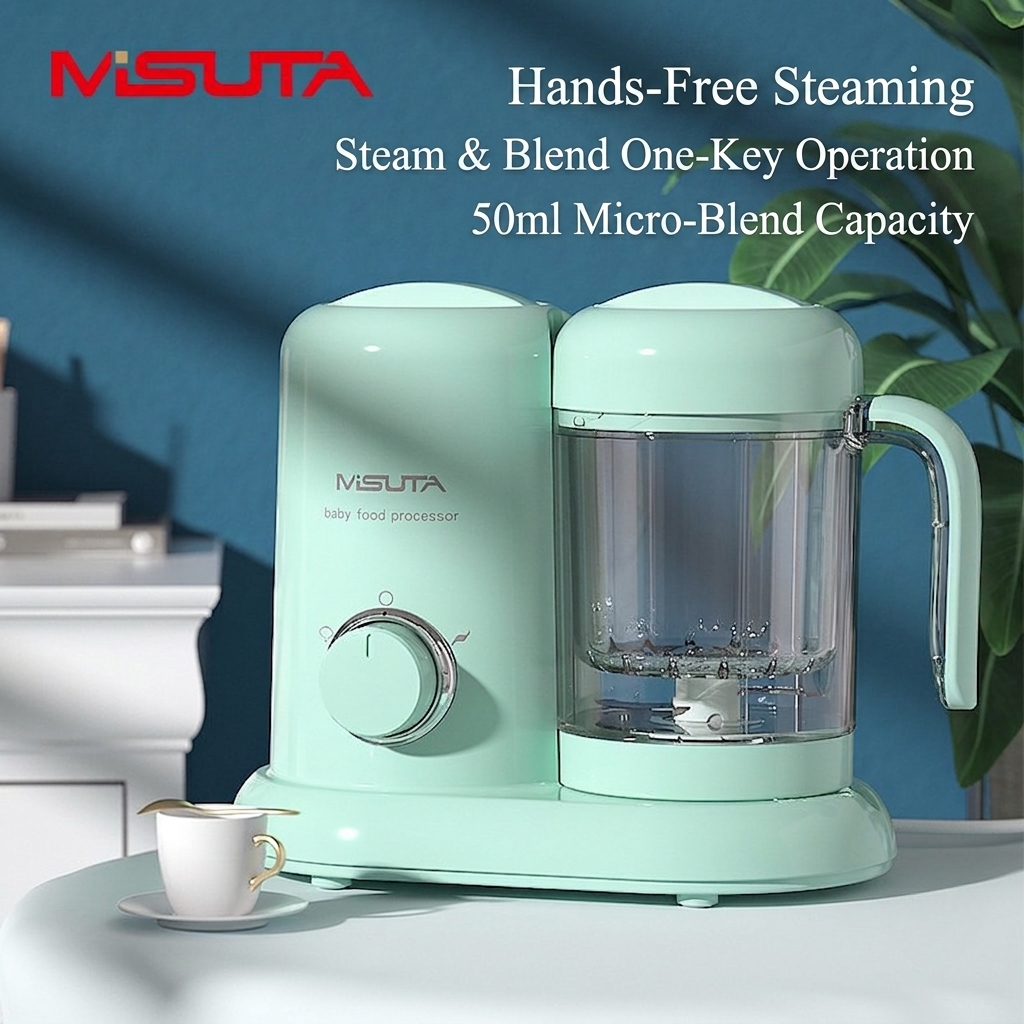 MISUTA Baby Food Processor | Steam & Blend Baby Food Maker | One-Touch Baby Food Steamer Blender | BPA-Free thumbnail