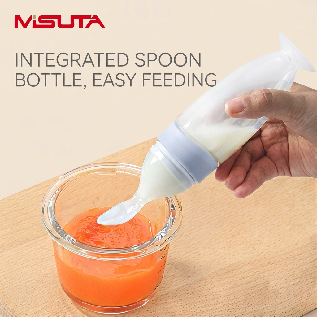 MISUTA Baby Puree Feeder Spoon Bottle | Integrated Squeeze Feeding Spoon | Easy Feeding Baby Food Dispenser for Purees & Cereals