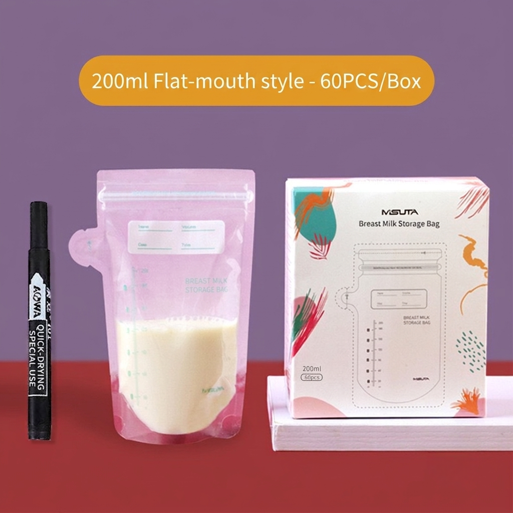MISUTA Breast Milk Storage Bags | 150ml & 200ml Pre-Sterilized Milk Storage Pouches | Leak-Proof Double Seal Freezer Safe Breastmilk Bags