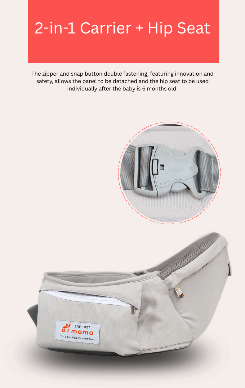 Baby Carrier Hip Seat 6-in-1 | AIMAMA  Breathable | Ergonomic Carrier with Waist Stool | Adjustable Infant & Toddler Carrier | 0–36 Months thumbnail