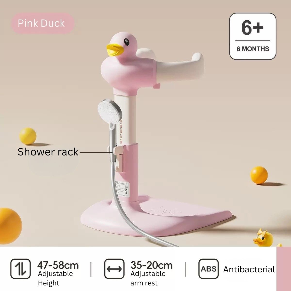 Baby Bath Stand | Adjustable Height & Armrest | Anti-Slip & Stable Base | Antibacterial | 6 Months+ thumbnail