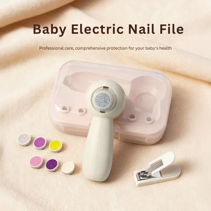 USB Rechargeable Baby Electric Nail Trimmer | Safe Nail File & Polisher for Newborns and Toddlers | 6 Grinding Heads with Type-C Charging
