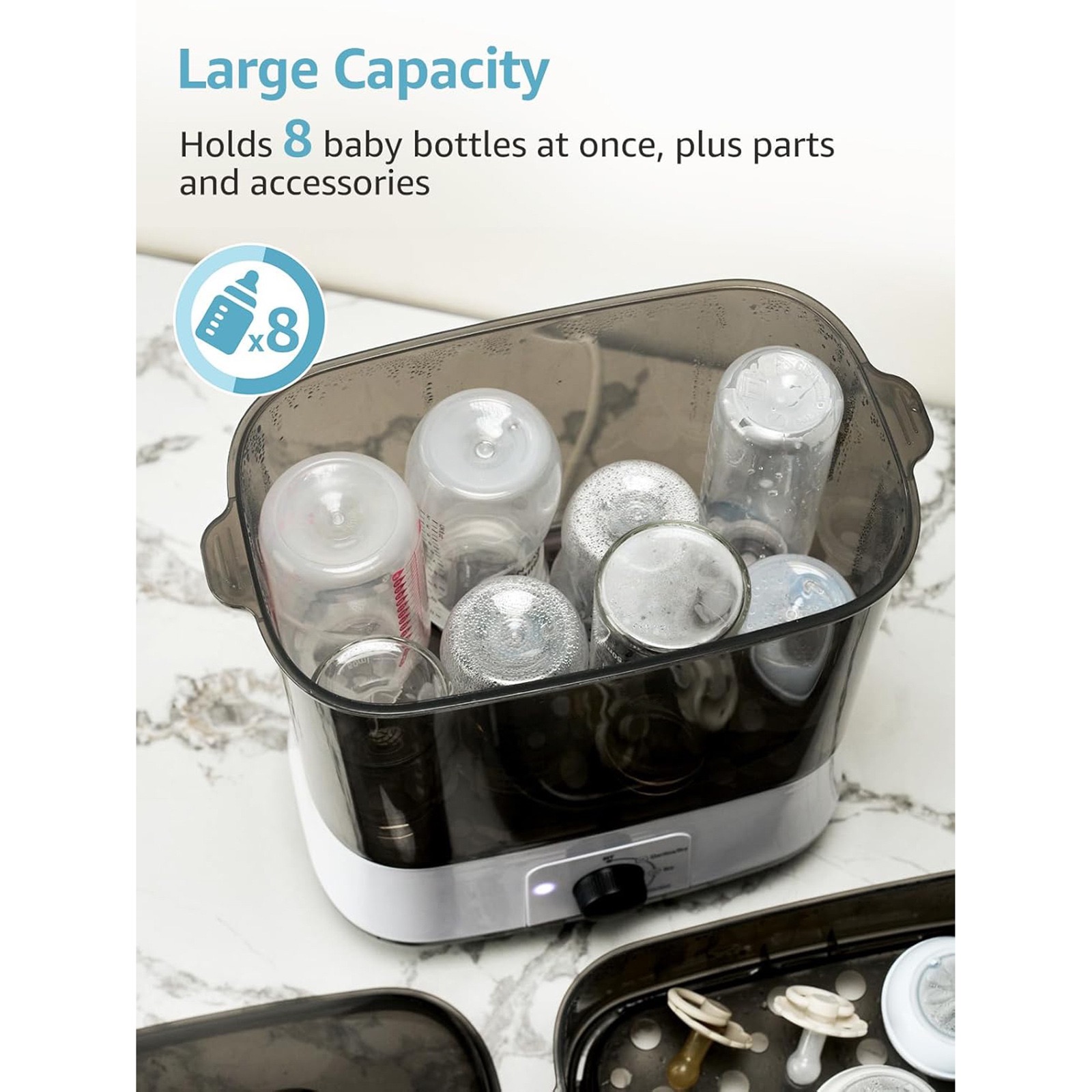 Baby Bottle Sterilizer & Dryer | 3-in-1 Steam Sterilizer with 72-Hour Storage Function | Large Capacity Sterilization for Bottles, Pacifiers & Accessories thumbnail