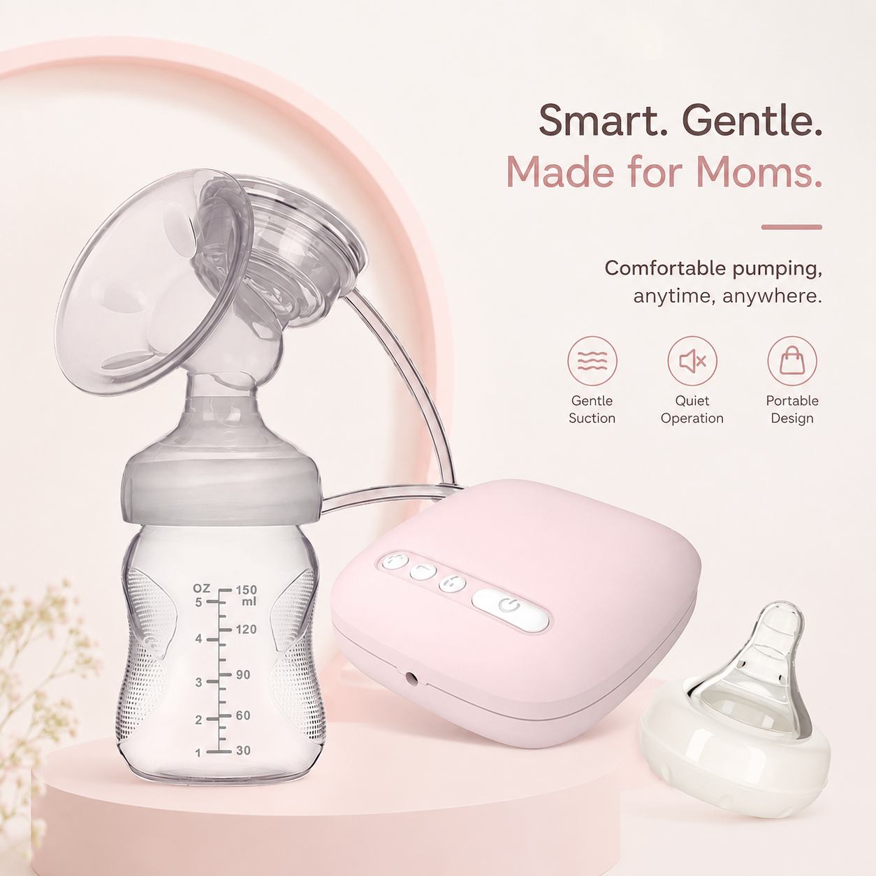 MISUTA Electric Breast Pump | USB Rechargeable Breastfeeding Pump | Anti-Backflow Milk & Air Separation System | Portable Breast Milk Extractor