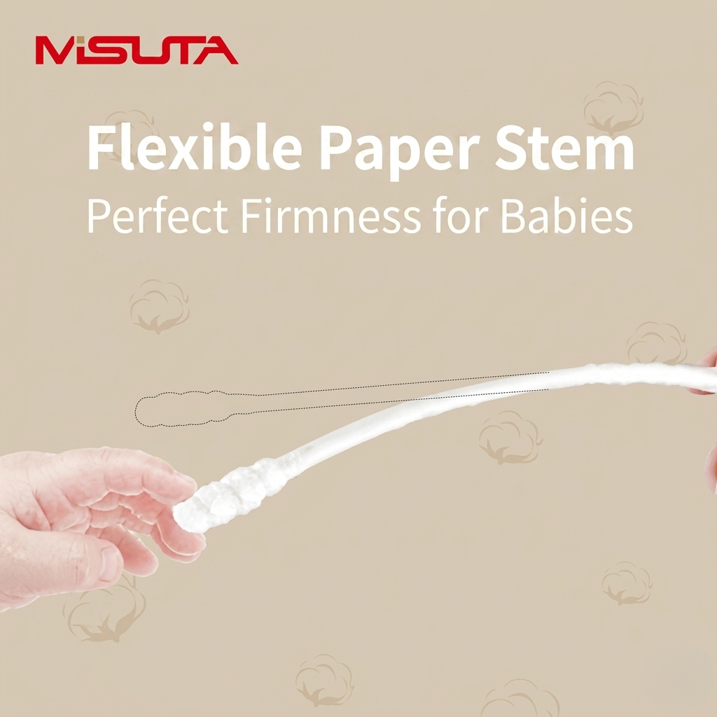 MISUTA Baby Ear Swabs | 3.5mm Flexible Paper Stem Cotton Buds | Spiral Tear-Drop Ear Cleaner for Babies & Children thumbnail