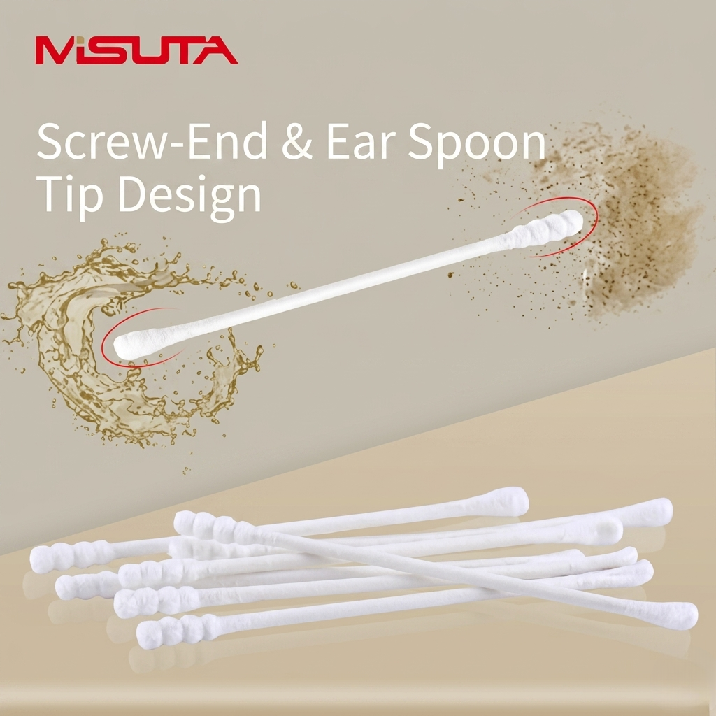 MISUTA Baby Ear Swabs | 3.5mm Flexible Paper Stem Cotton Buds | Spiral Tear-Drop Ear Cleaner for Babies & Children thumbnail