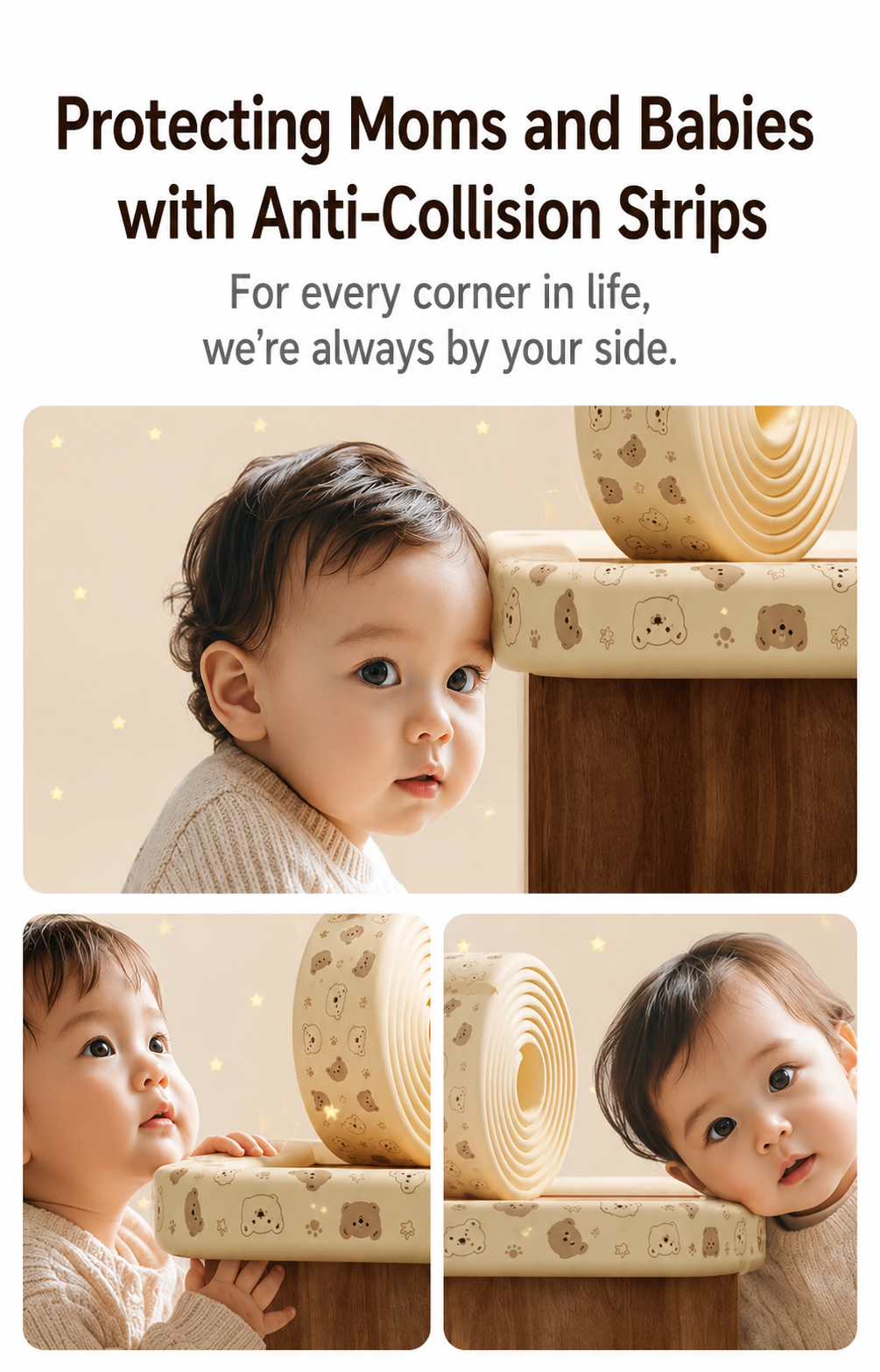 Baby Edge Protector Strip | Soft Anti-Collision Foam Edge Guard | Strong Adhesive Furniture Safety Cushion for Tables, Cabinets & Cribs thumbnail