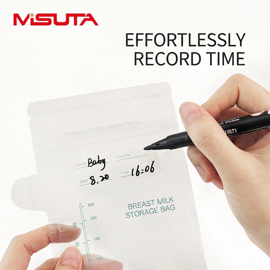 MISUTA Breast Milk Storage Bags | 150ml & 200ml Pre-Sterilized Milk Storage Pouches | Leak-Proof Double Seal Freezer Safe Breastmilk Bags thumbnail