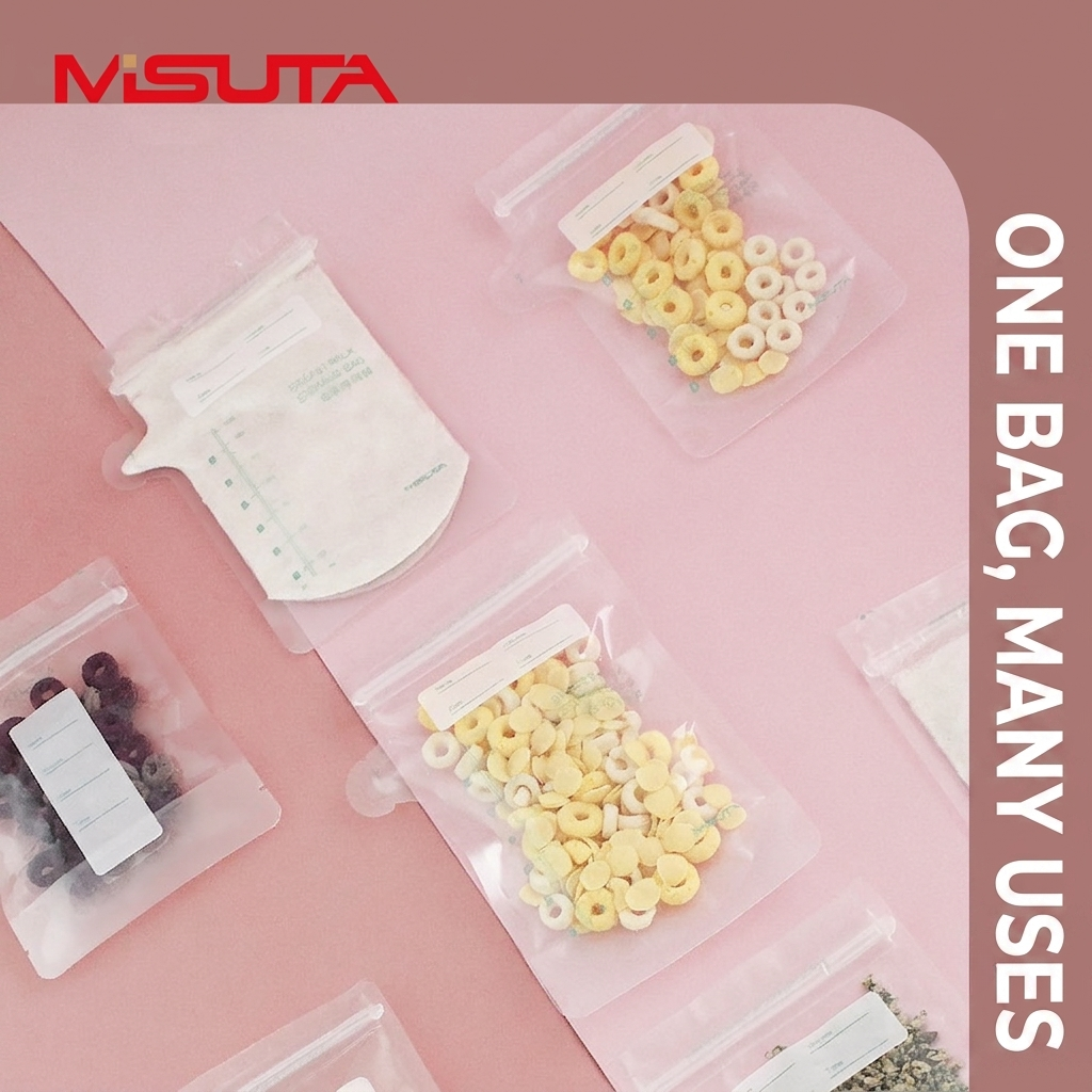 MISUTA Breast Milk Storage Bags | 150ml & 200ml Pre-Sterilized Milk Storage Pouches | Leak-Proof Double Seal Freezer Safe Breastmilk Bags thumbnail