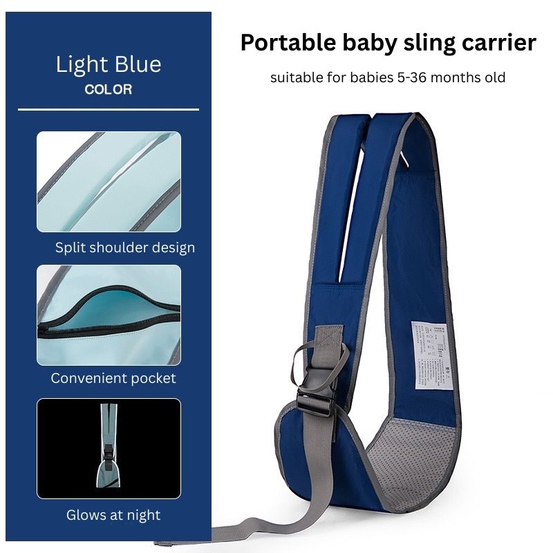 Baby Carrier Portable Sling type | Foldable Oxford Cloth Hip Seat | Anti-Slip Surface | Reflective Shoulder Strap | 5–36 Months | 25kg Capacity thumbnail