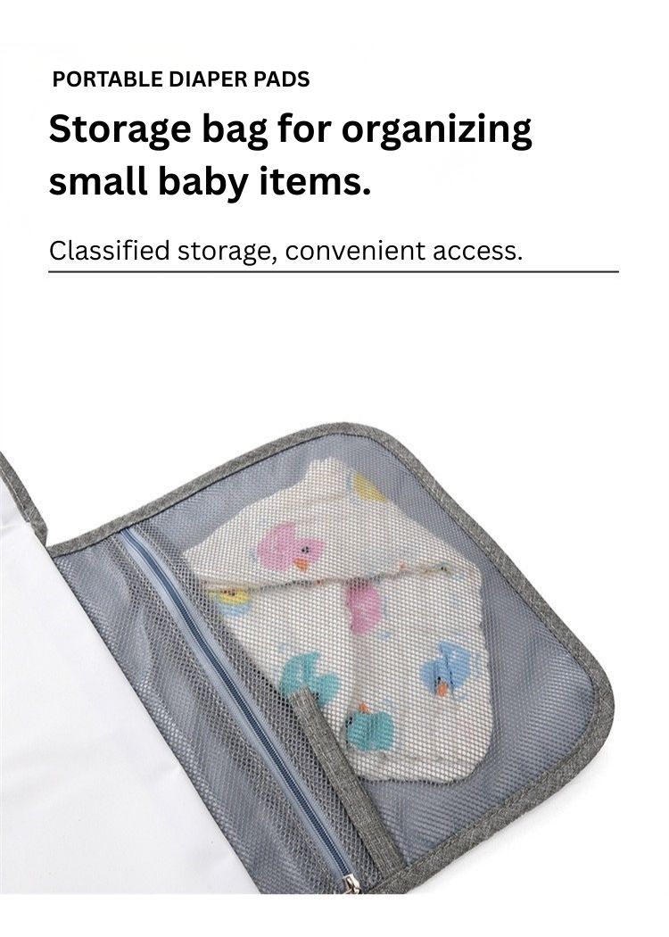 Portable Diaper Changing Pad with Storage Bag | Waterproof Foldable Baby Urine Pad | Class A Cotton Blend | Travel Changing Mat thumbnail