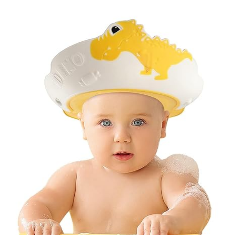 Baby Shower Cap | Adjustable Dinosaur Shampoo Shower Cap | Waterproof Bath Hat for Kids & Toddlers thumbnail