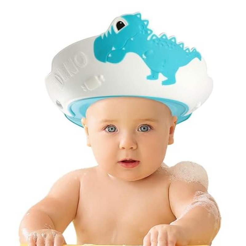 Baby Shower Cap | Adjustable Dinosaur Shampoo Shower Cap | Waterproof Bath Hat for Kids & Toddlers thumbnail
