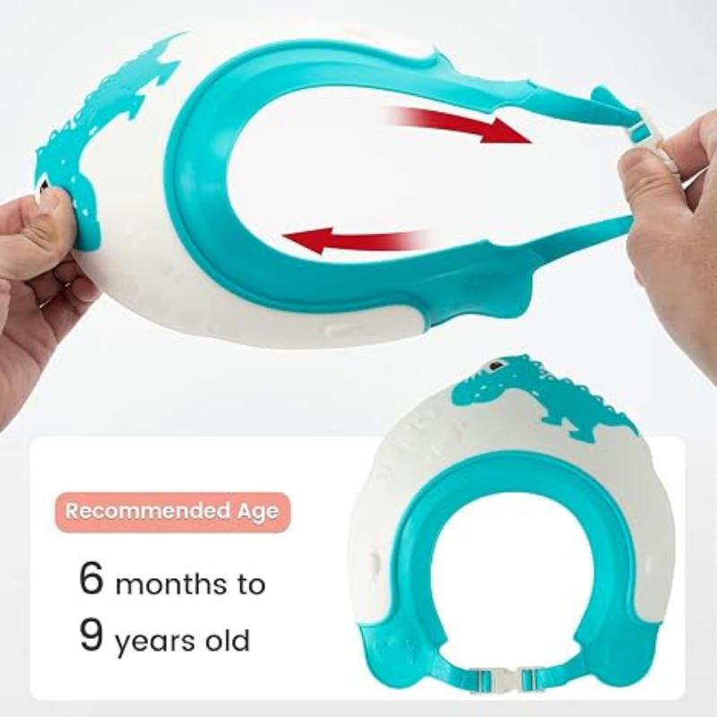 Baby Shower Cap | Adjustable Dinosaur Shampoo Shower Cap | Waterproof Bath Hat for Kids & Toddlers thumbnail