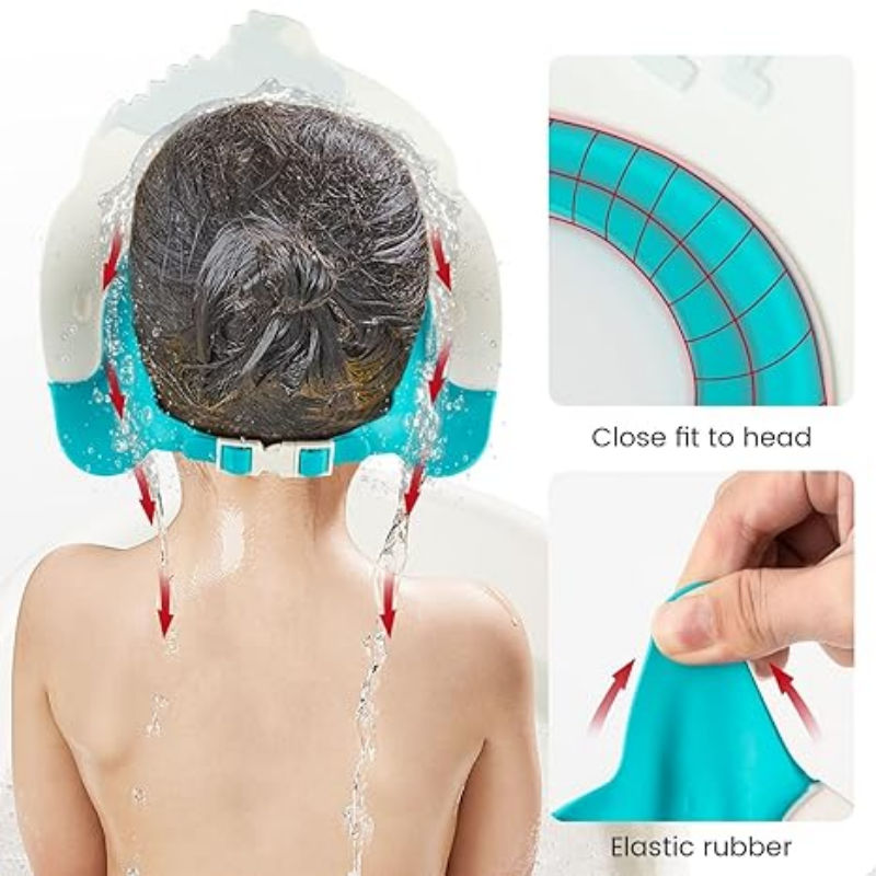 Baby Shower Cap | Adjustable Dinosaur Shampoo Shower Cap | Waterproof Bath Hat for Kids & Toddlers thumbnail