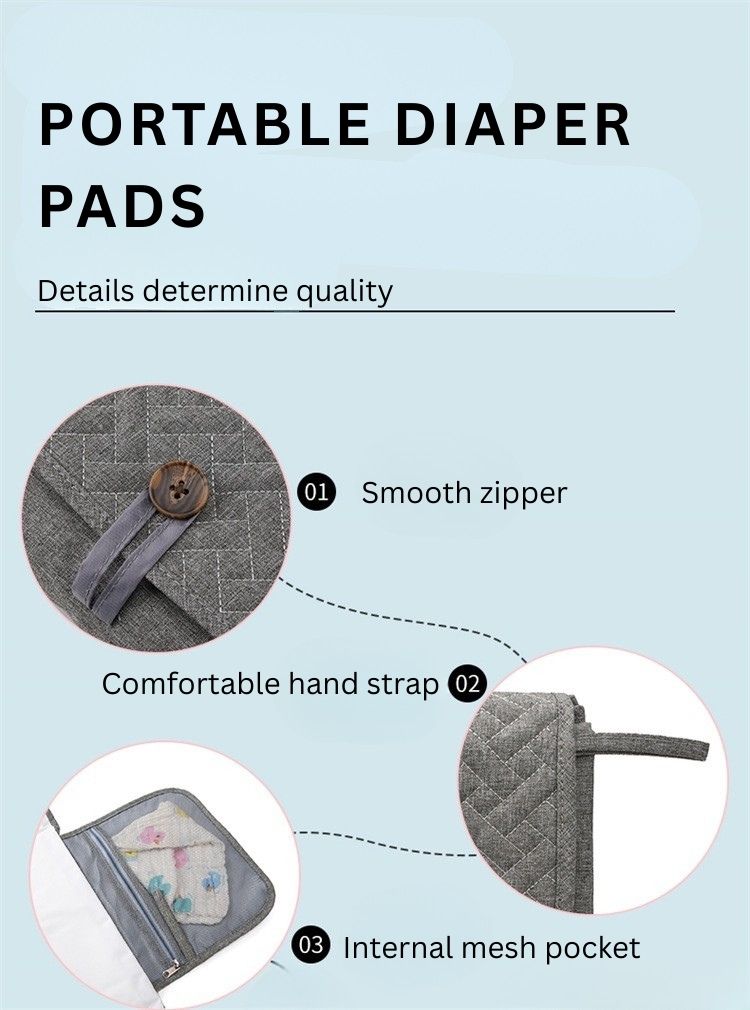 Portable Diaper Changing Pad with Storage Bag | Waterproof Foldable Baby Urine Pad | Class A Cotton Blend | Travel Changing Mat thumbnail