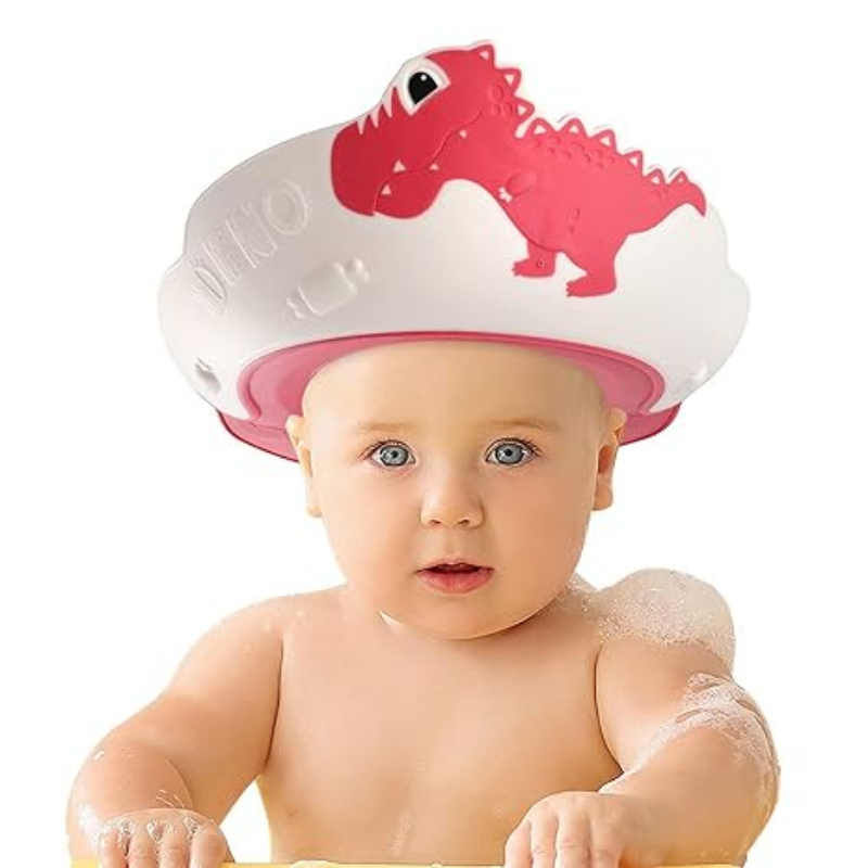 Baby Shower Cap | Adjustable Dinosaur Shampoo Shower Cap | Waterproof Bath Hat for Kids & Toddlers thumbnail