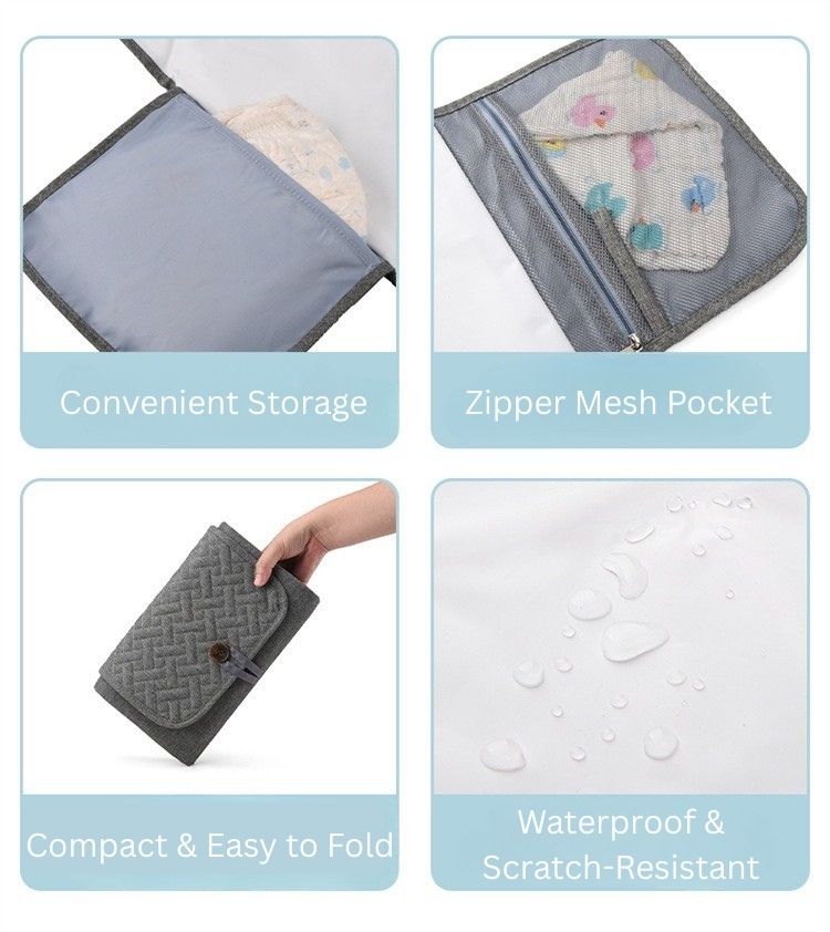 Portable Diaper Changing Pad with Storage Bag | Waterproof Foldable Baby Urine Pad | Class A Cotton Blend | Travel Changing Mat thumbnail