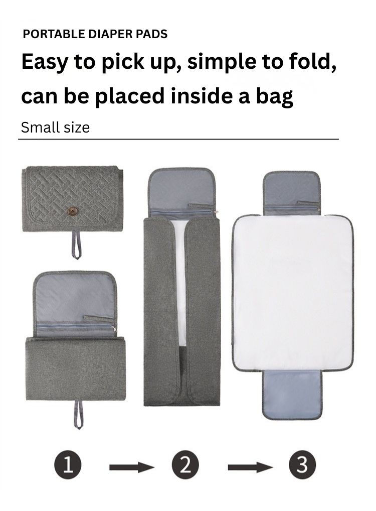 Portable Diaper Changing Pad with Storage Bag | Waterproof Foldable Baby Urine Pad | Class A Cotton Blend | Travel Changing Mat thumbnail