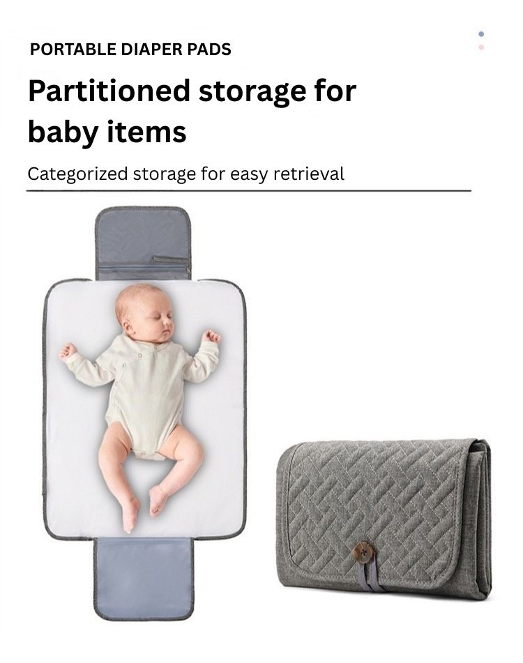 Portable Diaper Changing Pad with Storage Bag | Waterproof Foldable Baby Urine Pad | Class A Cotton Blend | Travel Changing Mat